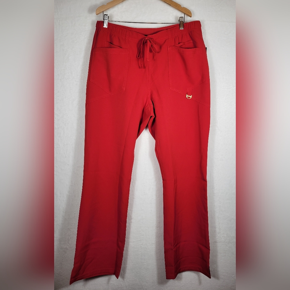 Careisma NWT Red Scrub Pants Size XL Tall Antimicrobial Drawstring Staight Leg